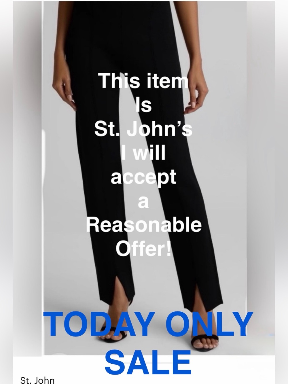 ST. JOHN DANI PANT IN SANTA ROMA KNIT Women’s Black Split-Hem Straight Leg Pants